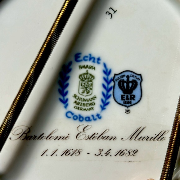 Vintage Echt Cobalt Inglasur Plate – Bartolomé Esteban Murillo, Arzberg Germany - Picture 15 of 15